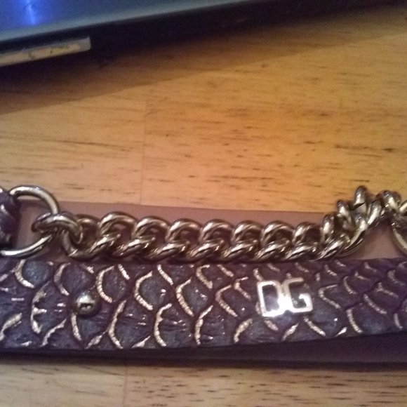 Dolce & Gabbana leather brown belt crocodile belt brass buckle SZ 38 made Italy. main image 9
